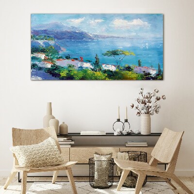 Foto glasbild Meereslandschaft in Blau