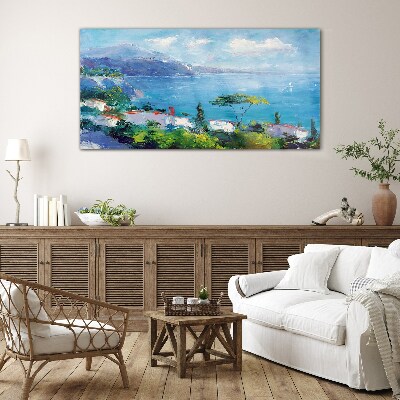 Foto glasbild Meereslandschaft in Blau