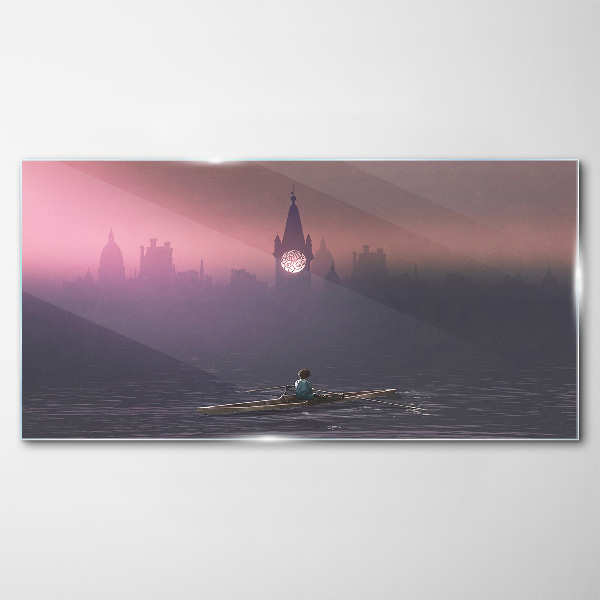 Glasbild Eingebettet in den Stadtnebel