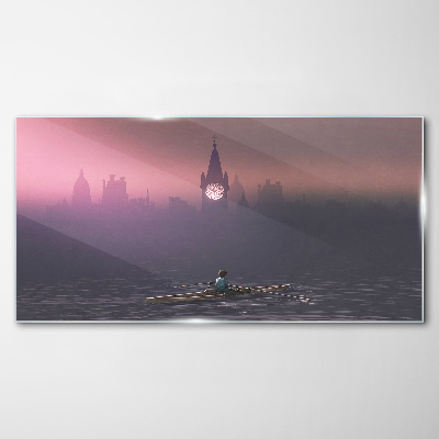 Glasbild Eingebettet in den Stadtnebel