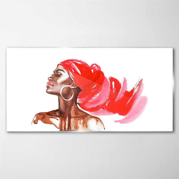 Glasbild Porträt einer Frau mit roten Haaren