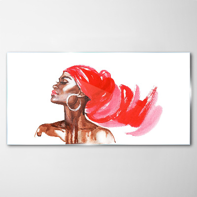 Glasbild Porträt einer Frau mit roten Haaren