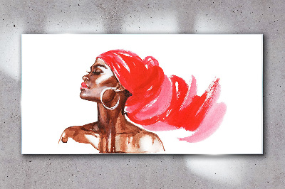 Glasbild Porträt einer Frau mit roten Haaren