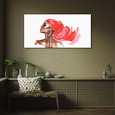 Glasbild Porträt einer Frau mit roten Haaren