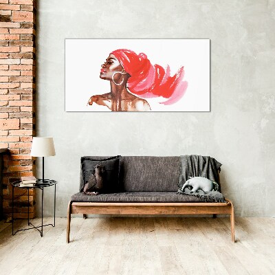 Glasbild Porträt einer Frau mit roten Haaren