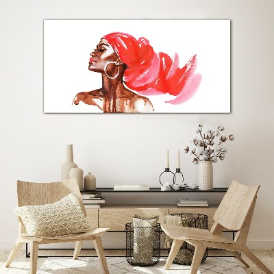 Glasbild Porträt einer Frau mit roten Haaren
