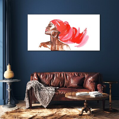 Glasbild Porträt einer Frau mit roten Haaren