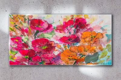 Glasbild Abstrakte Aquarellblumen