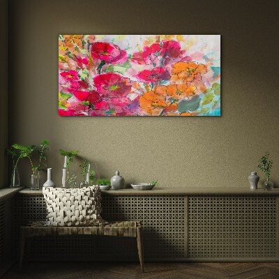 Glasbild Abstrakte Aquarellblumen