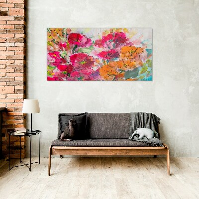 Glasbild Florale Farbexplosion