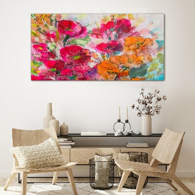 Glasbild Florale Farbexplosion