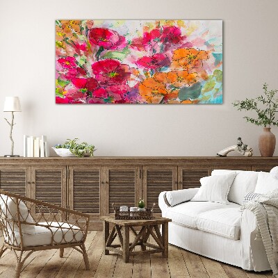 Glasbild Florale Farbexplosion