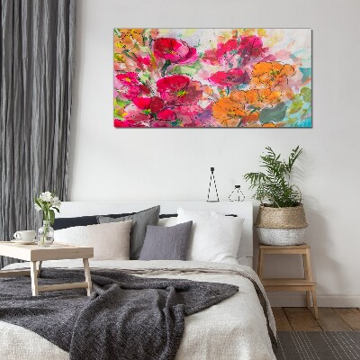 Glasbild Florale Farbexplosion