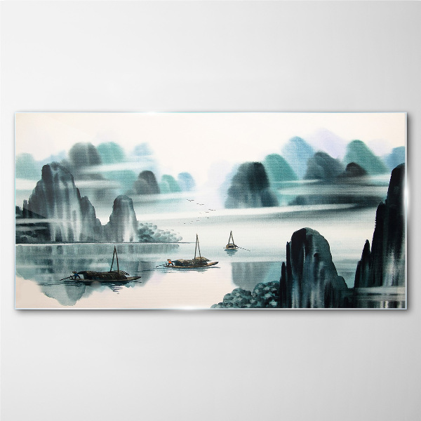 Bild auf glas Ein ruhiger See in einer Berglandschaft
