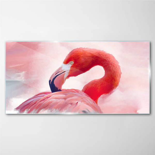 Bild auf glas Rosa Flamingo in Pastellfarben