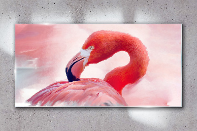 Bild auf glas Rosa Flamingo in Pastellfarben