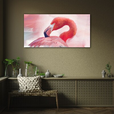 Bild auf glas Rosa Flamingo in Pastellfarben