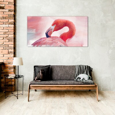 Bild auf glas Rosa Flamingo in Pastellfarben