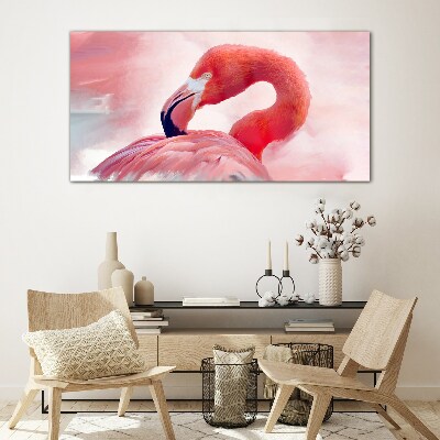Bild auf glas Rosa Flamingo in Pastellfarben