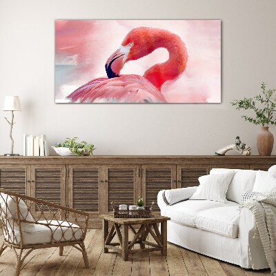 Bild auf glas Rosa Flamingo in Pastellfarben