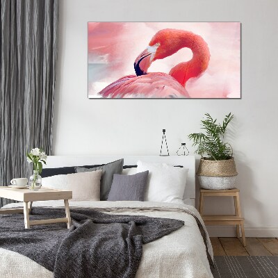 Bild auf glas Rosa Flamingo in Pastellfarben