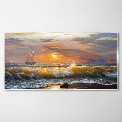 Glasbild Sonnenuntergang über dem Meer