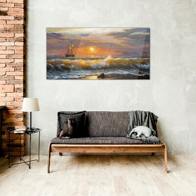 Glasbild Sonnenuntergang über dem Meer