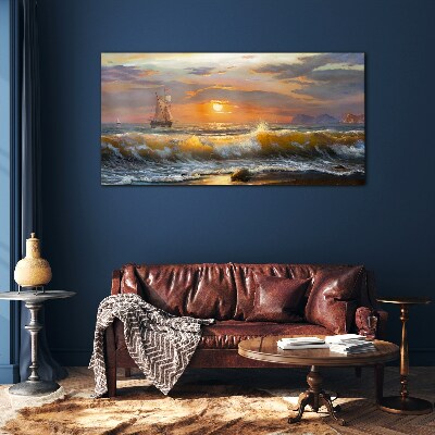 Glasbild Sonnenuntergang über dem Meer