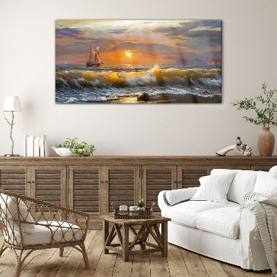 Glasbild Sonnenuntergang über dem Meer