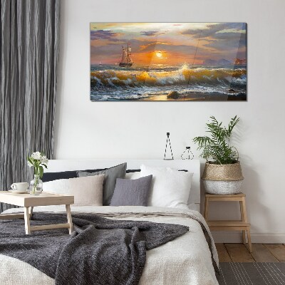 Glasbild Sonnenuntergang über dem Meer