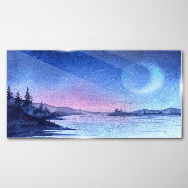 Glasbild Ein zauberhafter Abend am See