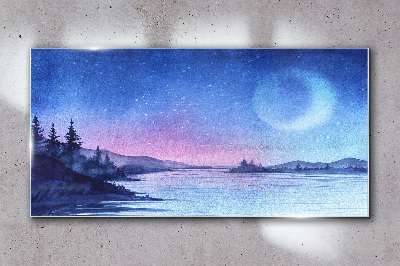 Glasbild Ein zauberhafter Abend am See
