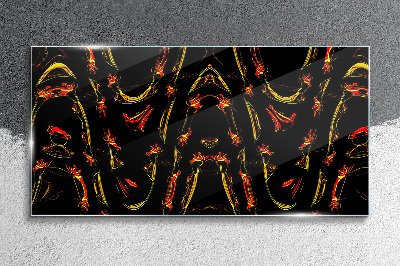 Glasbild Dynamische Linien in Rot und Gelb
