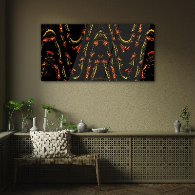 Glasbild Dynamische Linien in Rot und Gelb
