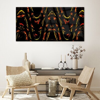 Glasbild Dynamische Linien in Rot und Gelb