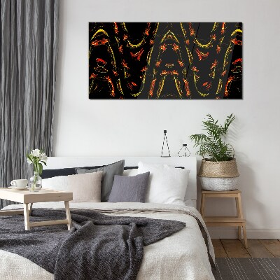 Glasbild Dynamische Linien in Rot und Gelb