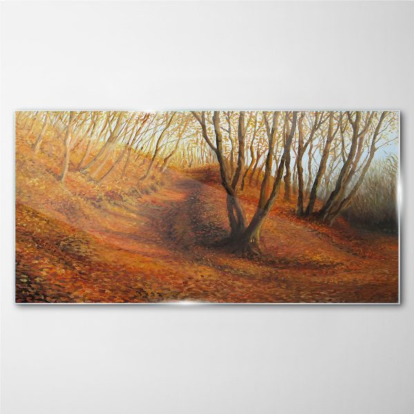 Glasbild Goldener Herbst im Wald