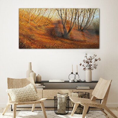 Glasbild Goldener Herbst im Wald