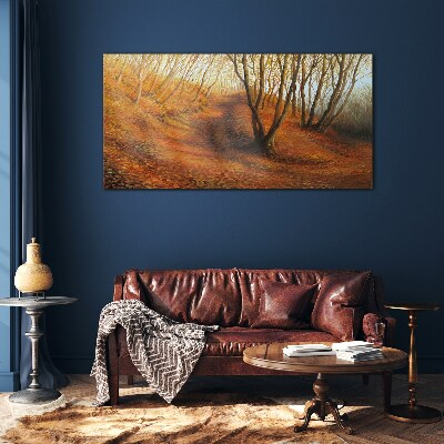 Glasbild Goldener Herbst im Wald