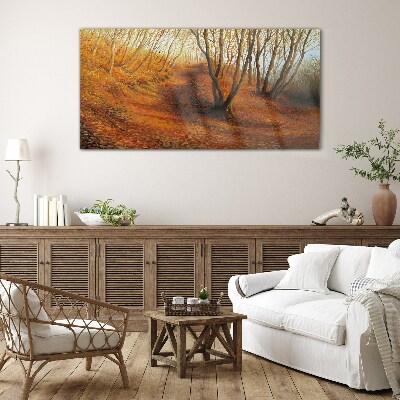 Glasbild Goldener Herbst im Wald