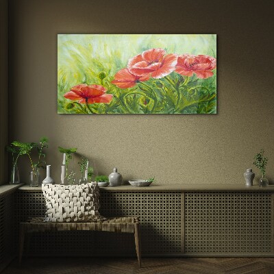 Glasbild Blumen auf einer Frühlingswiese