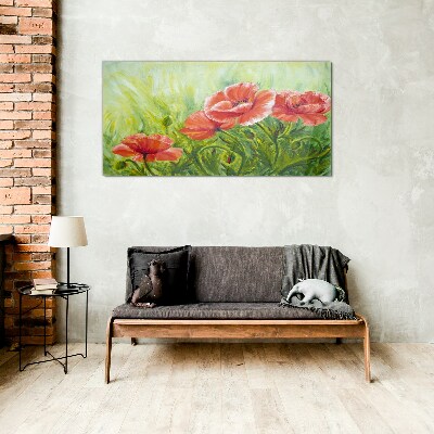 Glasbild Blumen auf einer Frühlingswiese