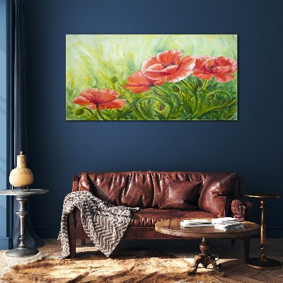 Glasbild Blumen auf einer Frühlingswiese