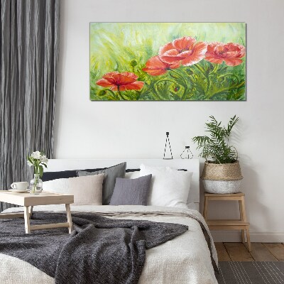 Glasbild Blumen auf einer Frühlingswiese