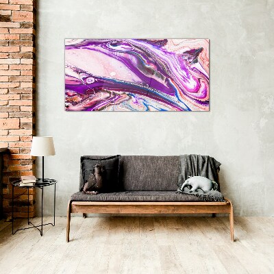 Glasbild Lila Wellen der Abstraktion