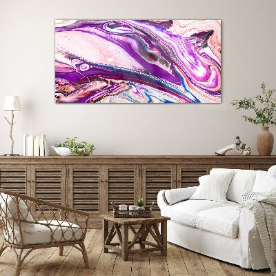 Glasbild Lila Wellen der Abstraktion
