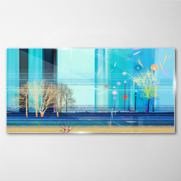 Foto auf glas Winterlandschaft in Blau