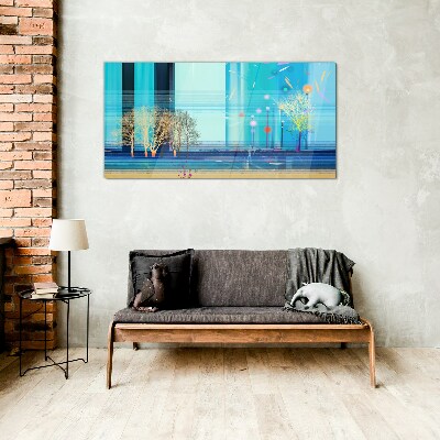 Foto auf glas Winterlandschaft in Blau