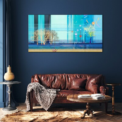 Foto auf glas Winterlandschaft in Blau