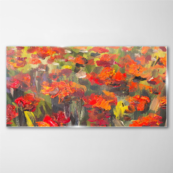 Glasbild Eine Blumenlandschaft in intensiven Farben